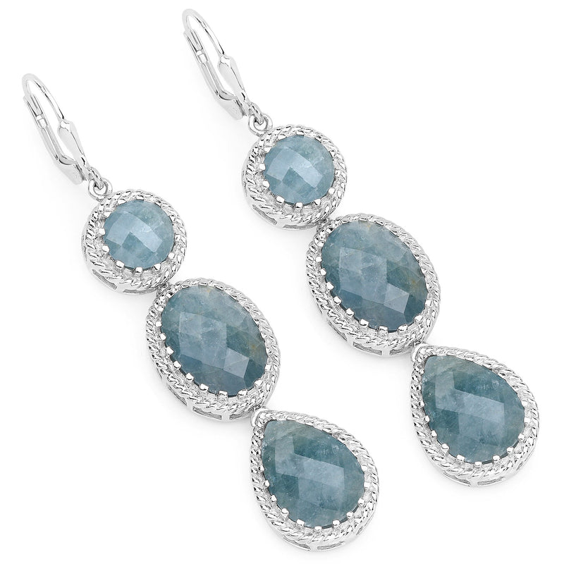 Bids.com 21.32 Carat Genuine Milky Aquamarine .925 Sterling Silver Earrings Earrings