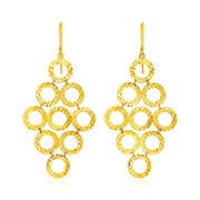 Bids.com 14k Yellow Gold Earrings with Textured Open Circle Motifs Earrings