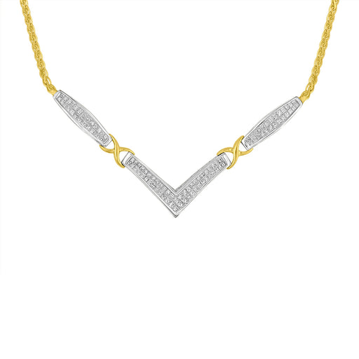 Bids.com 14K Yellow and White Gold 2.0 Cttw Princess Cut Diamond Flared and X-Station V Shaped 18â€ Franco Chain Statement Necklace (H-I Color, SI2-I1 Clarity) Necklaces