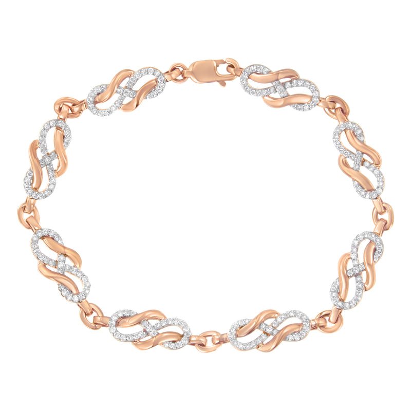 Bids.com 10K Rose Gold 1.0 Cttw Diamond Infinity Loop and Swirl Link Bracelet (I-J Color, I2-I3 Clarity) - 7.25" Inches Bracelets