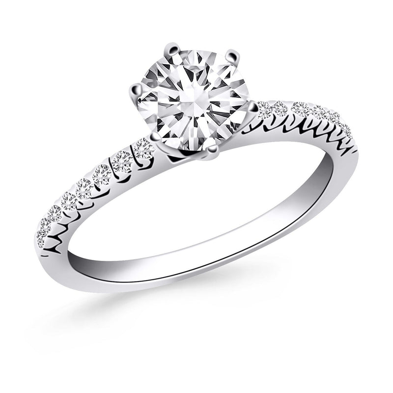Bids.com 14k White Gold Engagement Ring with Fishtail Diamond Accents Rings