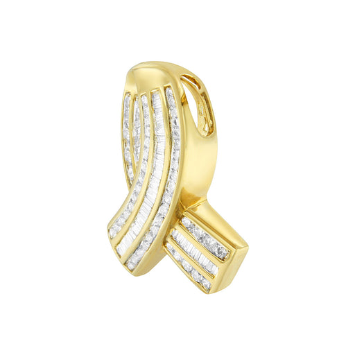 Bids.com 14K Yellow Gold 2 5/8 cttw Channel Set White Diamond Awareness Ribbon Pendant Necklace (G-H Color, VS1-VS2 Clarity) - NO CHAIN Necklaces