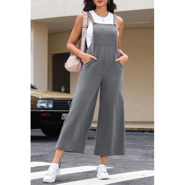 Pocketed Wide Leg Overall