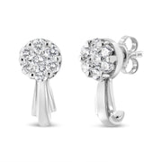 Bids.com 14K White Gold 3/4 Cttw Diamond Floral Cluster Drop and Dangle Stud Earrings (H-I Color, I1-I2 Clarity) Earrings