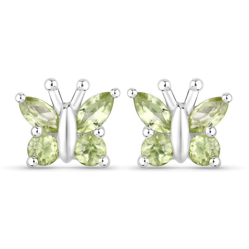 Bids.com 1.00 Carat Genuine Peridot .925 Sterling Silver Earrings Earrings
