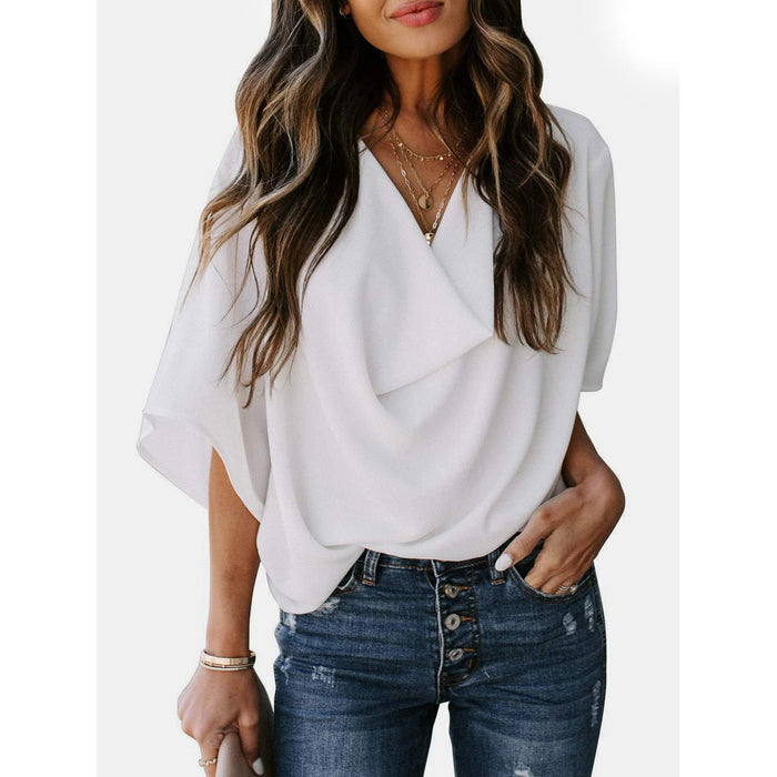 Cowl Neck Three-Quarter Sleeve Blouse