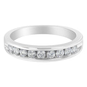 Bids.com 18K White Gold Round Diamond 1/2 Cttw Channel Band Ring Rings