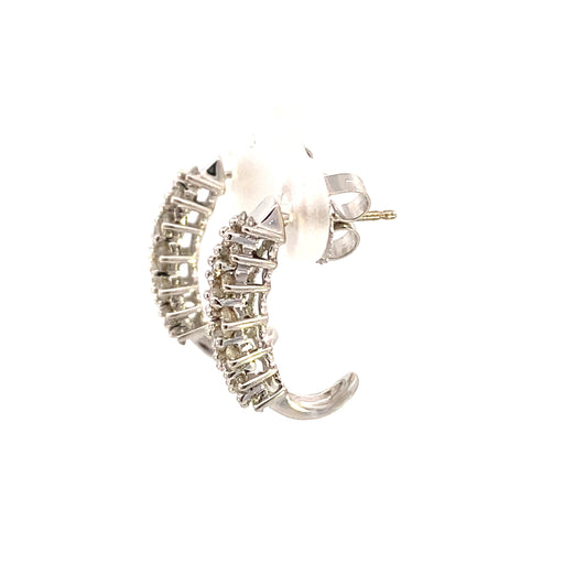 Bids.com 1.09ct Diamond Diamond Hoop Earrings 14KT White Gold Earrings