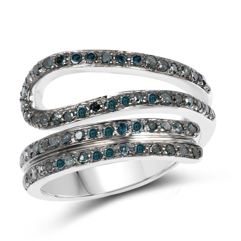 Bids.com 0.83 Carat Genuine Blue Diamond .925 Sterling Silver Ring Rings