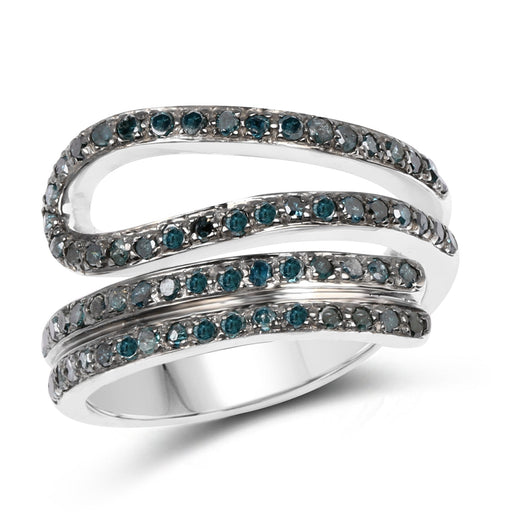 Bids.com 0.83 Carat Genuine Blue Diamond .925 Sterling Silver Ring Rings