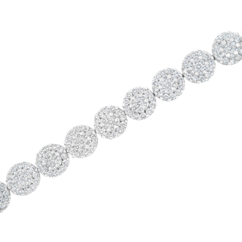 Bids.com 14K White Gold 3-3/4 Cttw Round-Brilliant Cut Diamond 7-1/4" Round Cluster Links Tennis Bracelet (I-J Color, SI2-I1 Clarity) Bracelets