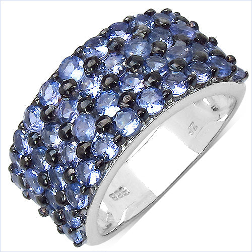 Bids.com 3.08 Carat Genuine Tanzanite .925 Sterling Silver Ring Rings