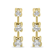 Bids.com 14K Yellow Gold 1/2 Cttw Round Diamond 3 Stone Graduated Linear Drop Past, Present and Future Stud Earrings (H-I Color, SI1-SI2 Clarity) Earrings