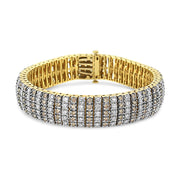 Bids.com 10K Yellow Gold 10-1/3 Cttw Alternating Coco Color and White Diamond 5 Row Tennis Bracelet (Brown/H-I Color, SI1-SI2 Clarity) - Size 7.25 Bracelets