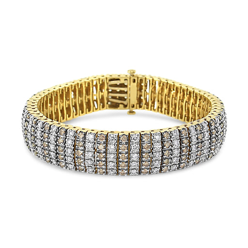 Bids.com 10K Yellow Gold 10-1/3 Cttw Alternating Coco Color and White Diamond 5 Row Tennis Bracelet (Brown/H-I Color, SI1-SI2 Clarity) - Size 7.25 Bracelets
