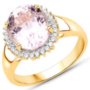 Bids.com 4.81 Carat Genuine Kunzite and White Zircon .925 Sterling Silver Ring Rings