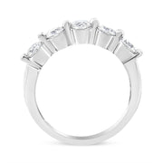 Bids.com 14K White Gold 1.00 Cttw Brilliant Round Cut Diamond 5-Stone Band Ring (H-I Color, SI2-I1 Clarity) - Ring Size 7 Rings