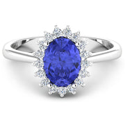 Bids.com 1.92 Carat Genuine Tanzanite and White Diamond 14K White Gold Ring Rings