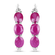 Bids.com 1.81 Carat Genuine Ruby and White Diamond .925 Sterling Silver Earrings Earrings