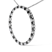 Bids.com .925 Sterling Silver 2.0 Cttw Alternating Black and White Diamond Open Hoop Circle Pendant Necklace (H-I Color, I2-I3 Clarity) - 18" Inches Necklaces