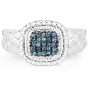 Bids.com 0.28 Carat Genuine Blue Diamond and White Diamond .925 Sterling Silver Ring Rings