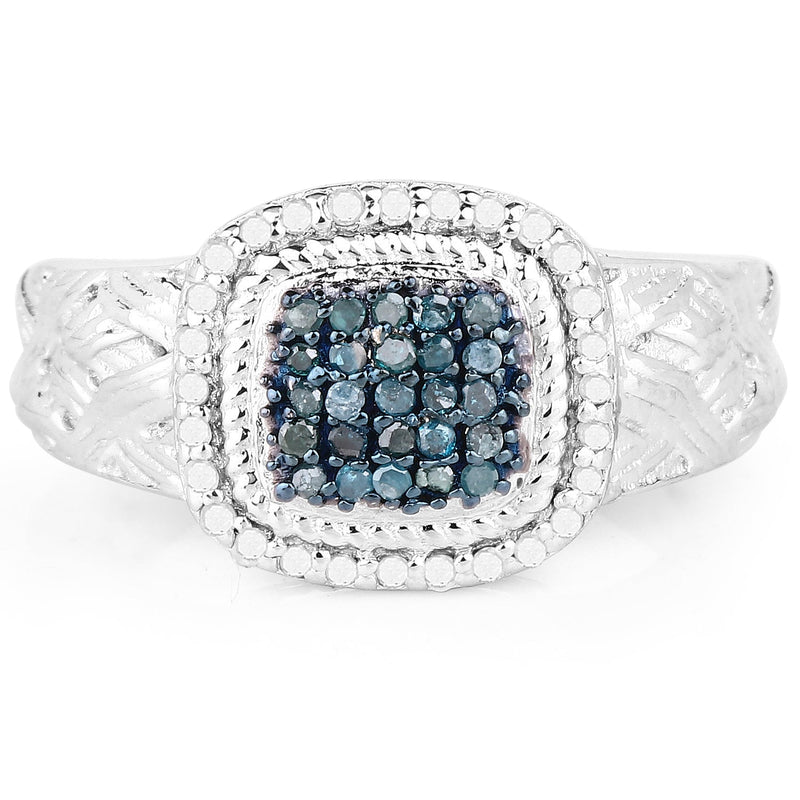 Bids.com 0.28 Carat Genuine Blue Diamond and White Diamond .925 Sterling Silver Ring Rings