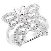 Bids.com 0.58 Carat Genuine White Diamond .925 Sterling Silver Ring Rings
