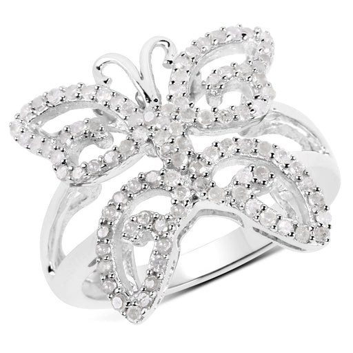 Bids.com 0.58 Carat Genuine White Diamond .925 Sterling Silver Ring Rings