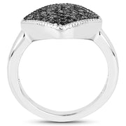 Bids.com 0.24 Carat Genuine Black Diamond .925 Sterling Silver Ring Rings