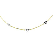 Bids.com 14k Two Tone Gold Anklet with Diamond Cut Heart Style Stations Accessories