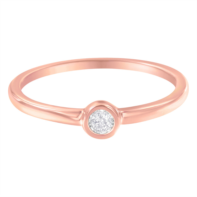 Bids.com 14K Rose Gold Plated .925 Sterling Silver Miracle Set Diamond Ring (1/20 Cttw, J-K Color, I1-I2 Clarity) - Size 6 Rings