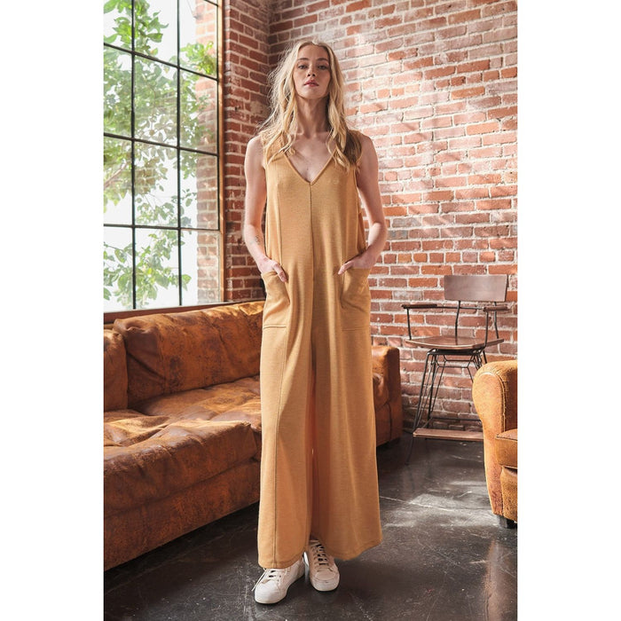 Ces Femme V-Neck Sleeveless Wide Leg Jumpsuit