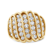 Bids.com 14K Yellow Gold Plated .925 Sterling Silver 2.00 Cttw Diamond Multi Row Band Ring (J-K Color, I1-I2 Clarity) - Ring Size 7 Rings