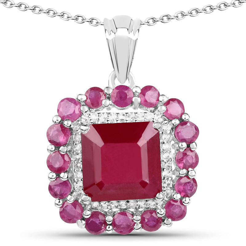 Bids.com 8.48 Carat Glass Filled Ruby and White Topaz .925 Sterling Silver Pendant Pendants