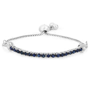 Bids.com 2.41 Carat Genuine Blue Sapphire and White Zircon .925 Sterling Silver Bracelet Bracelets