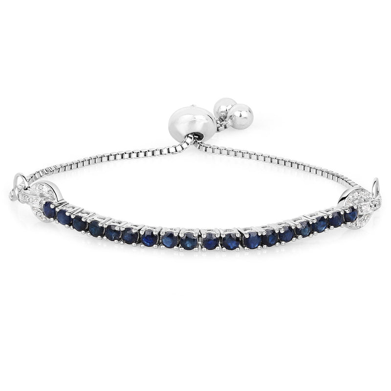 Bids.com 2.41 Carat Genuine Blue Sapphire and White Zircon .925 Sterling Silver Bracelet Bracelets