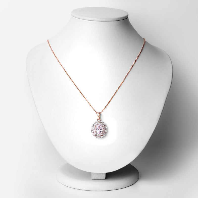 Bids.com 4.26 Carat Genuine Kunzite and White Topaz .925 Sterling Silver Pendant Pendants