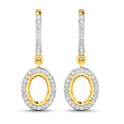 Bids.com 0.32 Carat Genuine White Diamond 14K Yellow Gold Semi Mount Earrings - holds 8x6mm Oval Gemstones Earrings