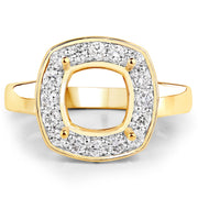 Bids.com 0.48 Carat Genuine White Diamond 14K Yellow Gold Semi Mount Ring - holds 8x8mm Cushion Gemstone Rings