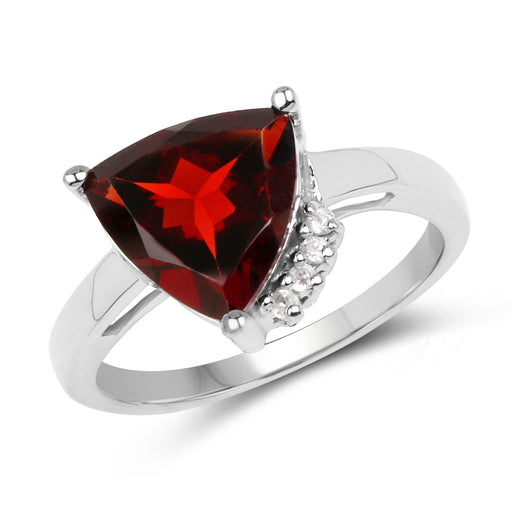 Bids.com 3.56 Carat Genuine Garnet and White Topaz .925 Sterling Silver Ring Rings