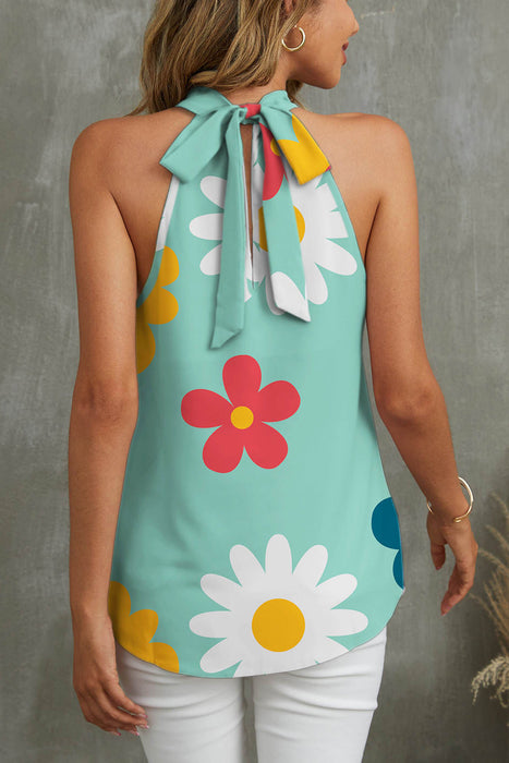 Flower Grecian Neck Tank