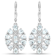 Bids.com 2.93 Carat Genuine Aquamarine and White Topaz .925 Sterling Silver Earrings Earrings