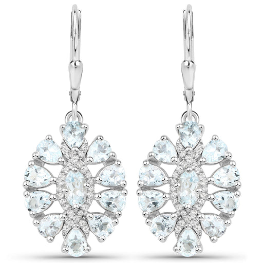 Bids.com 2.93 Carat Genuine Aquamarine and White Topaz .925 Sterling Silver Earrings Earrings