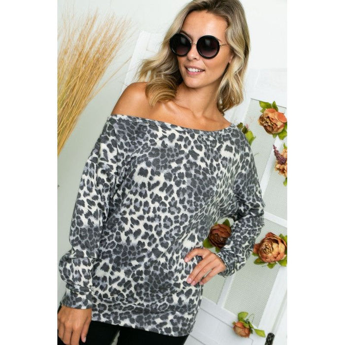 Cheetah One Shoulder Plus Top