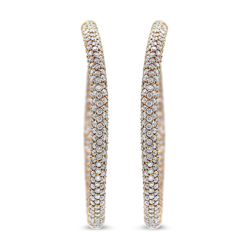 Bids.com 18K Rose Gold 6.90 Cttw Pave Set Diamond Inside Out Eternity Hoop Earrings (F-G Color, VS1-VS2 Clarity) Earrings