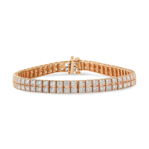 Bids.com 14K Rose Gold 3.0 Cttw Lab Grown Diamond Two Row Milgrain 7" Inch Tennis Bracelet (G-H Color, VS2-SI1 Clarity) Bracelets