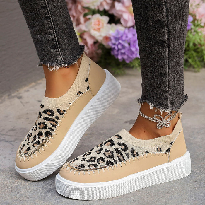 Leopard Round Toe Platform Sneakers