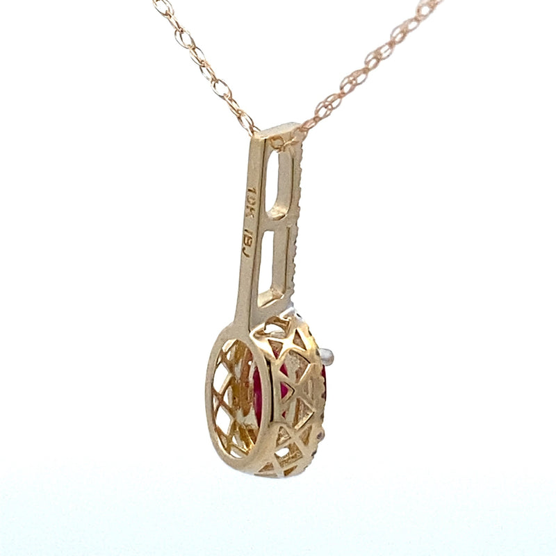 Bids.com .45ct Ruby Diamond Fashion Pendants 10KT Yellow Gold Pendants