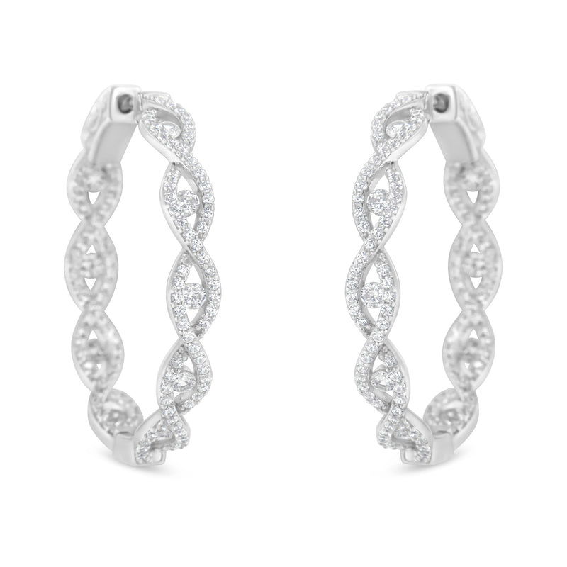 Bids.com 10K White Gold Diamond Hoop Earrings (1 1/2 cttw, H-I Color, I1-I2 Clarity) Earrings