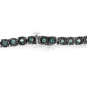 Bids.com Black Rhodium Plated .925 Sterling Silver 1.0 Cttw Diamond Miracle Tennis Bracelet (Enhanced Blue Color, I3 Clarity) - 7" Bracelets
